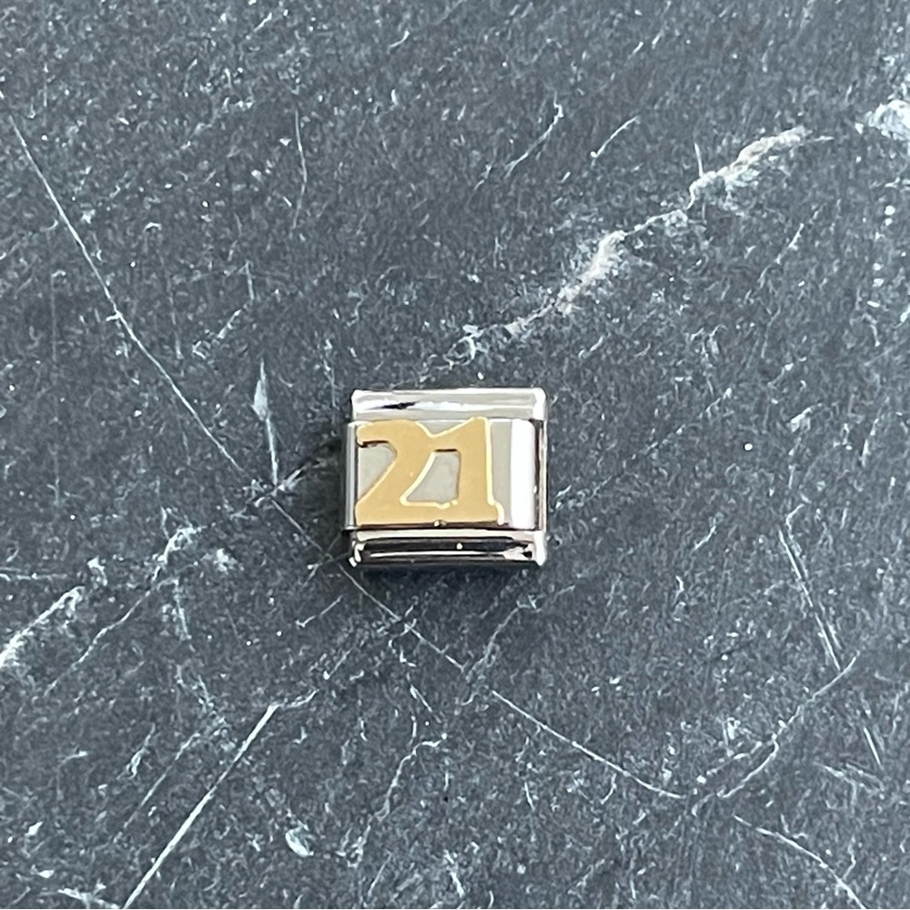 Zoppini stainless steel and Gold and Number 21 Charm